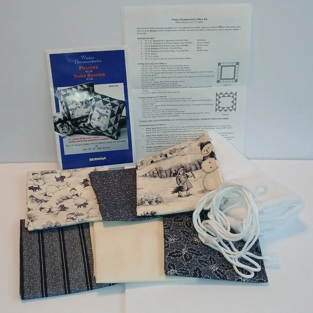Winter Blue/Cream Pillows Or Table Runner kit by Bernina /Benartex BERWT-PIL - Picture 2 of 16